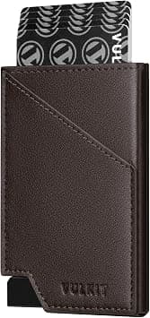 VULKIT Minimalist Slim Wallet for Men Pop Up Card Holder RFID Blocking for with Money Pocket Cash & Credit Cards Dark Brown - Amazon.ae Price Tracker