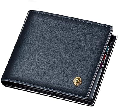 LAORENTOU Men's Wallets Genuine Leather Mens Bifold Wallets with Zipper Coin Pocket Casual Men Purse Slim Wallet, 01 Dark Blue, One_Size, Classic - Amazon.ae Price Tracker