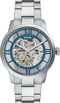 Fossil Men's Townsman Automatic Stainless Steel and Leather Three-Hand Skeleton Watch, Color: Silver/Pacific Blue Indices (Model: ME3260) - Amazon.ae Price Tracker