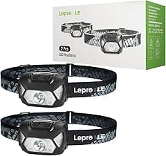 Lepro Headlamp 2-Pack, 1300 Lux Ultra-Light Bright LED Headlights with White Red Light, 6 Modes Battery-Operated Lightweight Waterproof Head Flashlight for Camping Running Cycling Emergency - Amazon.ae Price Tracker