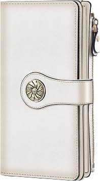 Travelambo Womens RFID Blocking Large Capacity Luxury Waxed Genuine Leather Clutch Wallet Multi Card Organizer ((ReNapa Beige) - Amazon.ae Price Tracker