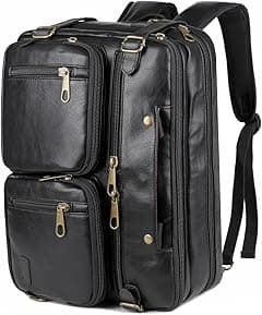 Men Vegan Leather Briefcase Backpack Hybrid 17 Inch Laptop Bag Case Business Messenger bag HB-22 - Amazon.ae Price Tracker