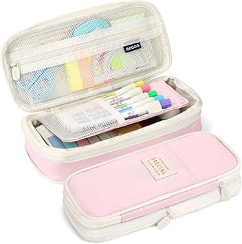 LHMTQVK Large Capacity Pencil Case Pencil Pouch Handheld Pen Bag, pencil case for Teen Girl Boy Men Women Adult, Pink-beige - Amazon.ae Price Tracker