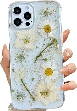 LSEEKA for iPhone 12 Pro Max Clear Case with Pressed Real Flowers Design,Glitter Cute White Floral Pattern Slim Soft TPU Protective Women Girl's Phone Cover for iPhone 12 Pro Max - Amazon.ae Price Tracker