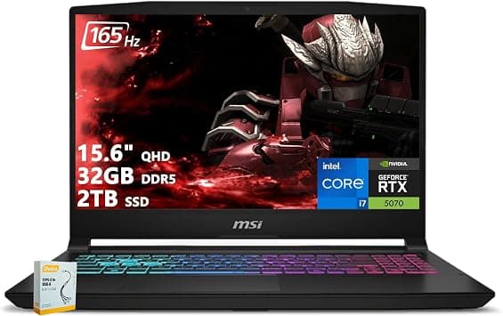msi Katana 15 HX Gaming Laptop | 15.6" QHD 165Hz 100% DCI-P3 | Intel Core i7-14650HX (>i9-12900H) | 32GB DDR5 2TB SSD | GeForce RTX 5070 (Up to 798 AI Tops) | RGB Keyboard Win11 w/DLCA Accessory - Amazon.ae Price Tracker