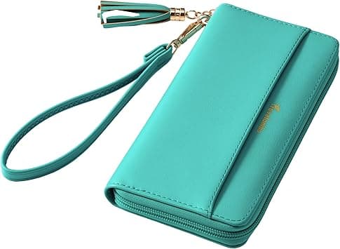 Travelambo Womens Wallet Tassel Bifold Ladies Cluth Wristlet Wrist strap Long Purse, Teal Blue, Casual - Amazon.ae Price Tracker