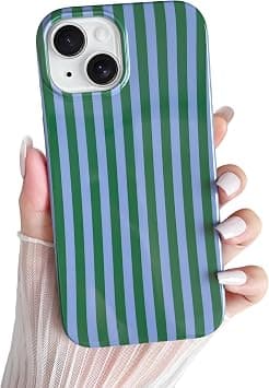 Yeddabox for iPhone 13 Case Cute Striped Phone Case Soft TPU Slim Shockproof Phone Cover for Women Girls, Green and Blue - Amazon.ae Price Tracker