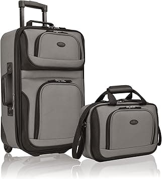 U.S. Traveler Rio Rugged Fabric Expandable Carry-on Luggage Set, Grey, 2 Wheel, Set - Amazon.ae Price Tracker