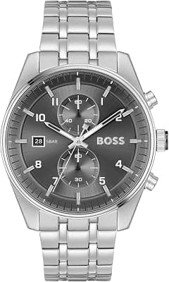 BOSS SKYTRAVELLER MENS GREY DIAL STAINLESS STEEL WATCH - 1514151 - Amazon.ae Price Tracker