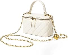 DORIS&JACKY Small Quilted Box Crossbody Purse For Women Designer Leather Mini Top Handle Pouch Bag With Metal Chain Strap - Amazon.ae Price Tracker