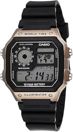 Casio AE1200WH Series | Men’s Digital Watch | 100M WR | Multi Alarms | 100 SEC Stopwatch | Countdown Timer | World Map for World Time | LED Light | LC Analog Display | 10 Year Battery - Amazon.ae Price Tracker