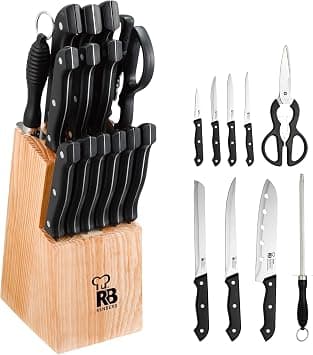 Renberg Tenessy 15Pcs Knife Set With Wooden Block, Bgrb2528, Multi Colour - Amazon.ae Price Tracker