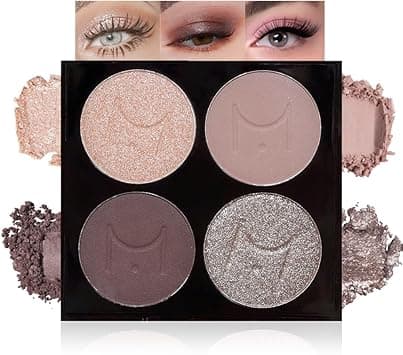 4-Color Neutral Nude Eyeshadow Palette – Matte & Shimmer Champagne Rose, Soft Taupe, Plum Brown & Silver Taupe Shades, High Pigment Blendable Mini Eye Shadow Kit for Daily Soft Glam & Blue Green Eyes - Amazon.ae Price Tracker