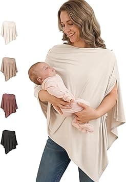 Konssy Knit Nursing Cover for Breastfeeding, 360 Full Privacy Breathable Breastfeeding Cover, Multi-use Carseat Canopy (Blush Beige) - Amazon.ae Price Tracker