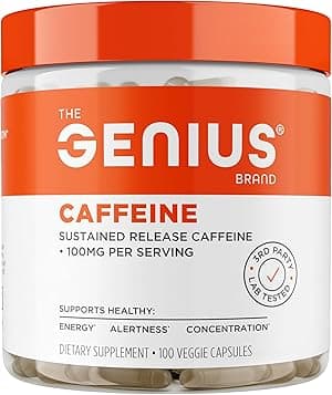 Genius Caffeine - Sustained-Release Microencapsulated Caffeine Pills for Smooth, Long-Lasting Energy & Focus - No Jitters or Crash - 100mg per Capsule - 100 Servings - Natural Performance Booster - Amazon.ae Price Tracker