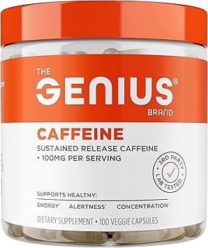 Genius Caffeine - Sustained-Release Microencapsulated Caffeine Pills for Smooth, Long-Lasting Energy & Focus - No Jitters or Crash - 100mg per Capsule - 100 Servings - Natural Performance Booster - Amazon.ae Price Tracker