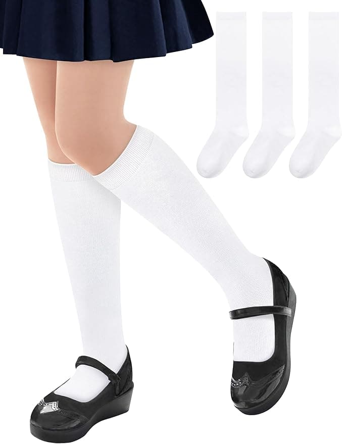 qikqik 3 Pairs of Girls Knee High Socks, School Uniform, Girls Cotton Long Socks, Dress Socks, Kids Seamless Socks - Amazon.ae Price Tracker