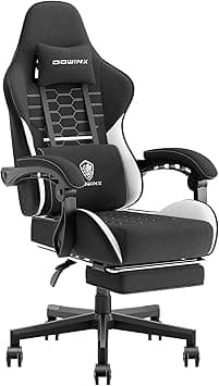 Dowinx Gaming Chair Fabric with Pocket Spring Cushion, Massage Game Chair Cloth with Headrest, Ergonomic Computer Chair with Footrest 290LBS, Black White - Amazon.ae Price Tracker