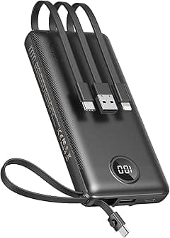 VEEKTOMX Power Bank with Built in Cables, Portable Charger for iPhone, USB C LED Display External Battery iPhone Charger Bank (10000mAh Black) - Amazon.ae Price Tracker