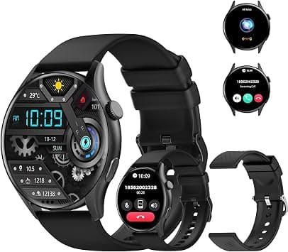 PEJE ZW10-AMD 1.43" Smartwatch -Smart Watches for Men, SpO2/HR/Sleep Monitor, Muslim Prayer Alerts,IP68 Waterproof, 120 Sports Modes, Bluetooth Calls Compatible Android iOS,Bring a spare strap (Black) - Amazon.ae Price Tracker