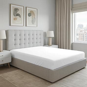 Pizuna Pure Combed Cotton King Fitted Sheet 180x200 cm White, 400 Thread Count Cool Luxury Soft 100% Long Staple Cotton Sateen Weave, 40cm Deep Pocket Bedsheet (Fitted Sheet -1PC) - Amazon.ae Price Tracker