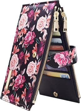Womens RFID Blocking Large Capacity Wallet Multi Card Organizer Bifold Wallet for Women with Zipper Pocket, Black, large wallet, Rfid Wallet - Amazon.ae Price Tracker