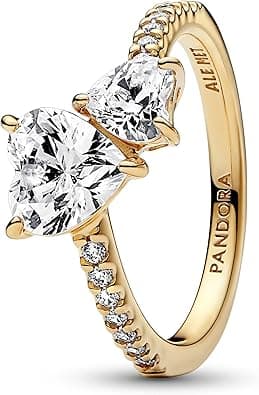 Pandora 161198C01 Women's Ring Double Sparkling Heart Gold - Amazon.ae Price Tracker