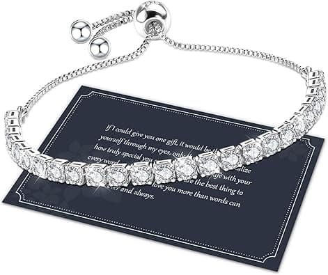 Women's gift silver bracelet S925 bracelet women's silver 5A cubic zirconia adjustable bracelet crystal bracelet tennis jewellery women's silver jewellery gift woman birthday gift woman - Amazon.ae Price Tracker