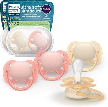 Philips AVENT SCF091/47 Ultra Soft Pacifier, Suitable for Babies 0-6 Months, Flexible Shield, Symmetrical Silicone Teat, BPA Free, 2 Sterilizing Sleeves, Pack of 4 - Amazon.ae Price Tracker