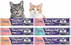 SKY-TOUCH 6Pcs Wet Cat Treats : Lickable Cat Food Wet Squeeze Up Interactive Cat Snack Strips with 3 Flavors (Tuna&Fish Roe, Chicken&Yolk, Salmon&Fish Roe, 16g Each) for All Cats (6Pack 96g) - Amazon.ae Price Tracker