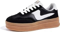 LUCKY STEP Women's Platform Fashion Sneakers Thick Sole Suede Genuine Leather Classic Rubber Gum Sole Low Top Casual Walking Shoes - Amazon.ae Price Tracker