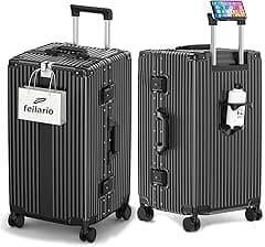 feilario Aluminum Frame Hardside PC Carry on Luggage - Wide Handle Double Spinner Wheels Suitcase Built-in TSA Lock & Cup Holder - 20in/24in - Amazon.ae Price Tracker