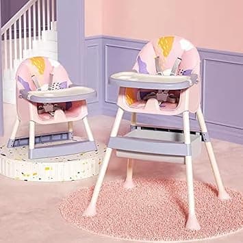 Honelevo Baby Dining Chair Baby Feeding Chair Portable High Chair ,Adjustable Height Foldable Toddler Seat ,safty highchair with Meal Tray,all for your baby (PINK+PURPLE) - Amazon.ae Price Tracker