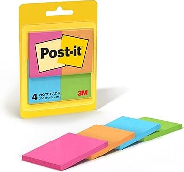Post-it Mini Notes, 1 3/8 in. x 1 7/8 in., 4 Sticky Notes Pads, 50 Sheets per Pad, Poptimistic Collection, School Supplies and Office Products, The Original Post-it Note - Amazon.ae Price Tracker