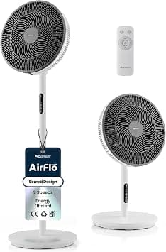 Pro Breeze AirFlo Slim 43 inch Pedestal Fan - Whisper Quiet & Powerful Standing Fan, Energy Efficient, 9 Speeds, Powerful Airflow, Adjustable Height, 95° Oscillation, Scandi Bedroom Night Home Office - Amazon.ae Price Tracker