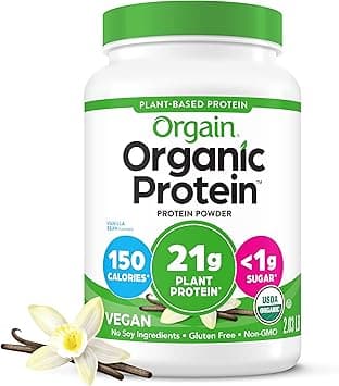 Orgain Organic Plant Based Protein Powder, Vanilla Bean - Vegan, Low Net Carbs, Non Dairy, Gluten Free, Lactose Free, No Sugar Added, Soy Free, Kosher, Non-GMO, 2.03 Pound - Amazon.ae Price Tracker