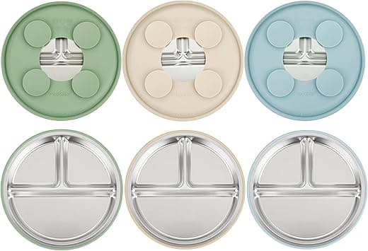 PandaEar 3 Pack Stainless Steel Baby Suction Plates, Divided Toddler Plate for Baby Led Weaning Supplies, Non-Slip Toddler Baby Feeding Set Dishwasher Safe - Amazon.ae Price Tracker
