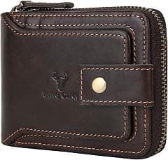 MING CLAN Zipper Wallet Men RFID Blocking Leather Bifold Wallets For Men - Flap ID Window Zip Coin Pocket Mens Zipper Wallets - Big Capacity - Amazon.ae Price Tracker