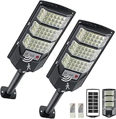 Solar Street Lights Outdoor, 8500K Solar Outside Light, LED Dusk to Dawn Solar Flood Waterproof Lighting with Motion Sensor and Remote Control, Solar Security Lights for Parking Yard Path - Amazon.ae Price Tracker