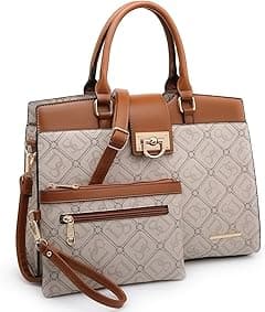Dasein Handbags for Women Purses Monogram Satchel Purse Large Tote Ladies Handbag Shoulder Bags Top Handle Work Bag 2pcs Set - Amazon.ae Price Tracker
