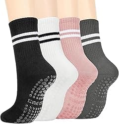 4 Pairs Sticky Grip Pilates Yoga Socks for Women Non-Slip Reformer, Barre, Ballet Dance Workout with Anti-Skid Soles (Black,white,pink and grey) - Amazon.ae Price Tracker