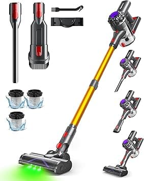 Cordless Vacuum Cleaner, 50 Mins/40 KPA, Battery Vacuum Cleaner with Geen LED, Wireless Cleaner with Upgraded Floor Brush, Vacuum Cleaner Battery for Pet Hair, Gold - Amazon.ae Price Tracker