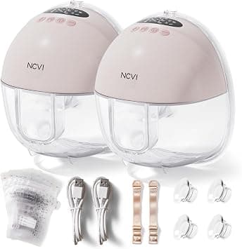 NCVI Hands Free Breast Pump 8131, Wearable Electric Pump for Breastfeeding, 4 Modes & 9 Levels, Ultra-Quiet Portable Milk Pump with Smart Display and 19/21/24 mm Flanges, 2 Pack (Pink) - Amazon.ae Price Tracker