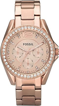 Fossil Riley Women's Watch with Crystal Accents and Stainless Steel Bracelet Band - Amazon.ae Price Tracker