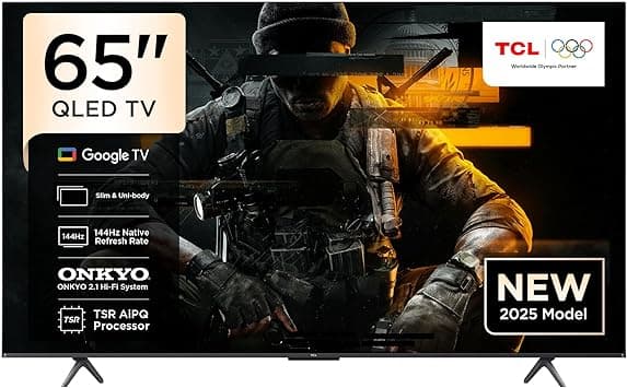 TCL 65T8C Television 65 Inch Smart TV 4K QLED Colorful Quantum Crystal HDR 10+ Gaming Google TV, 144Hz Native Refresh Rate, ONKYO 2.1 Hi-Fi, Dolby Atmos, DTS Virtual X, MEMC, Game Master (2025 Model) - Amazon.ae Price Tracker