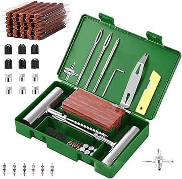 Tire Repair Kit 58pcs, Universal Tyre Patch Repair Kit Quick Fix Puncture Plug Flat Patch Heavy Duty Tire Plug Tool Professional Tyre Repair Emergency Set for Bicycle Car Motorcycle Truck Tractor Jeep - Amazon.ae Price Tracker