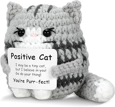 Mini Positive Crochet Cat, Handmade Emotional Support Knitted Doll with Inspirational Message, Cute Motivational Gift for Women, Men & Friends - Amazon.ae Price Tracker