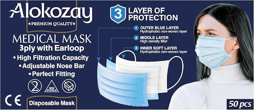 Alokozay Face Mask 3Ply 50'S - Amazon.ae Price Tracker