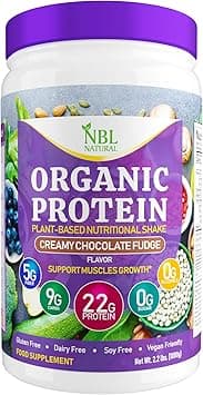 NBL NATURAL Plant Based Organic Protein Powder, Vegan Protein Powder for Men & Women, 22G Protein Per Serving, Gluten Free, Lactose Free, No Sugar Added, Creamy Chocolate Fudge, 2.2 lb, 25 Servings - Amazon.ae Price Tracker
