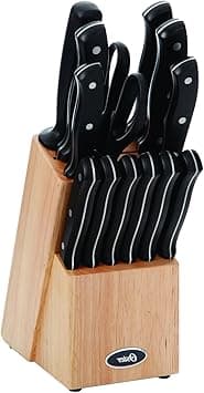 Oster Evansville 14 Piece Stainless Steel Cutlery Block Set, Black Handles - Amazon.ae Price Tracker